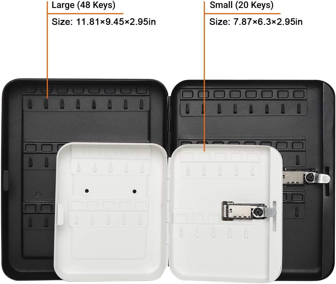 Kasten Soporte de pared para gabinete de llaves con cerradura de combinación, caja organizadora de llaves con 20 ganchos para llaves, 7.87 x 6.30 x