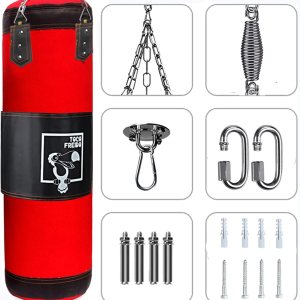 TOCO FREIDO Juego de saco de boxeo pesado sin relleno para adultos y niños, juego de kickboxing con gancho de techo, cadena de acero, bolsa pesada TOCO FREIDO Juego de saco de boxeo pesado sin relleno para adultos y niños, juego de kickboxing con gancho de techo, cadena de acero, bolsa pesada
