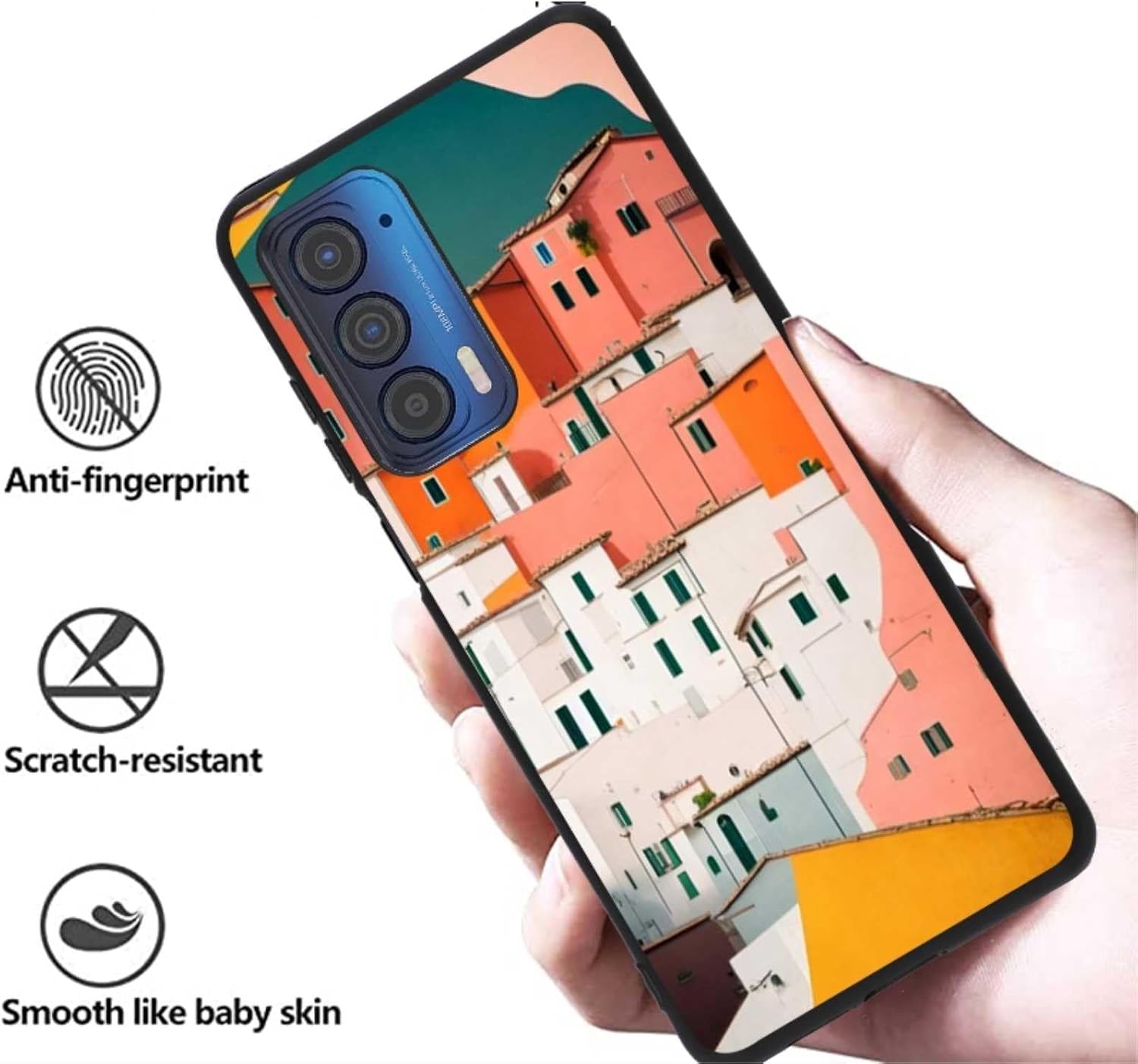 Compatible con Motorola Moto Edge 2021Edge 5G UW House Case, arte de color mínimo, diseño de paisaje estético para Moto Case Niñas Niñas Niños Funda