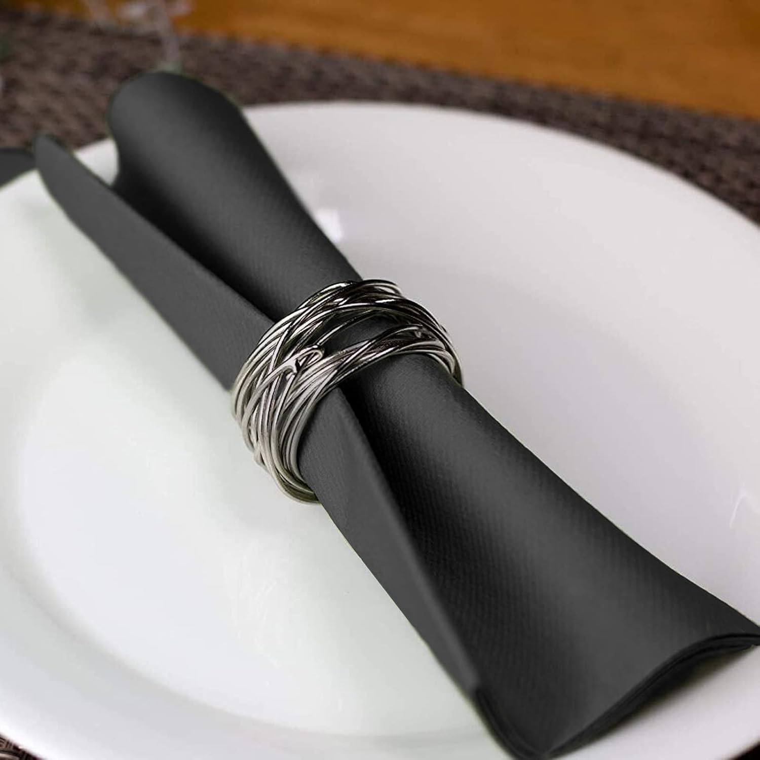 200 servilletas de papel negro con tacto de lino, servilletas decorativas de tela negra, suaves y absorbentes. Toallas de mano negras para cocina,