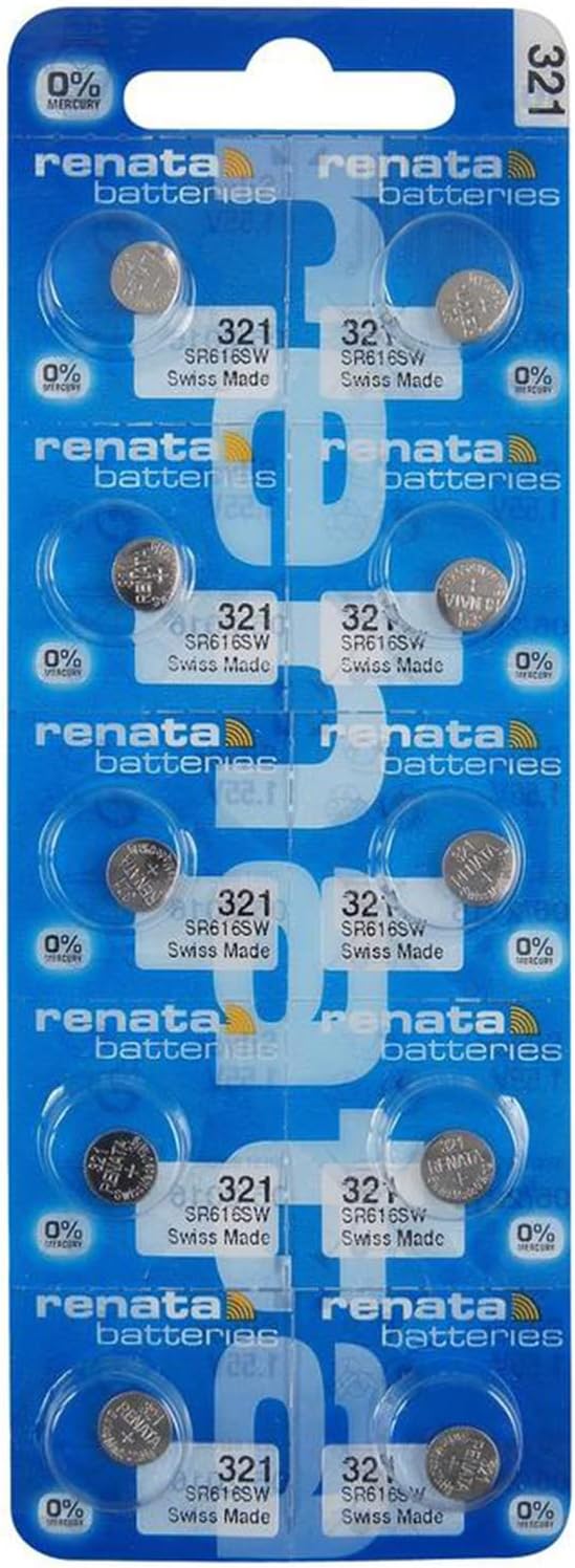 Renata 321 SR616SW Baterías  1.55 V Óxido de Plata 321 Batería de reloj (10 unidades)