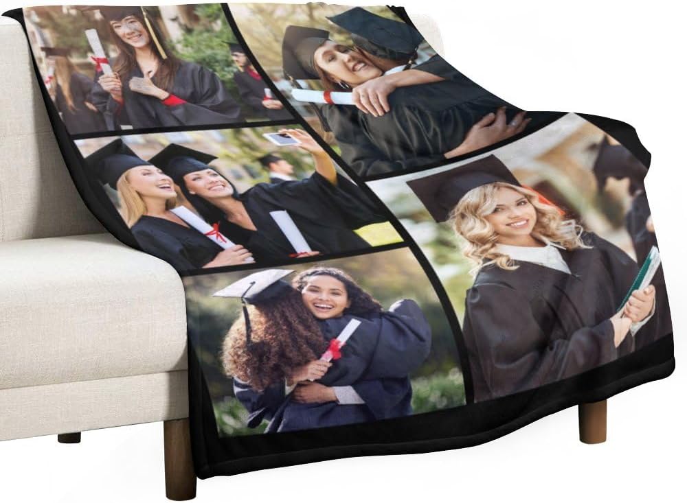 Mantas personalizadas con texto fotográfico, manta personalizada con imágenes, mantas personalizadas con collage de fotos, cumpleaños, Navidad,