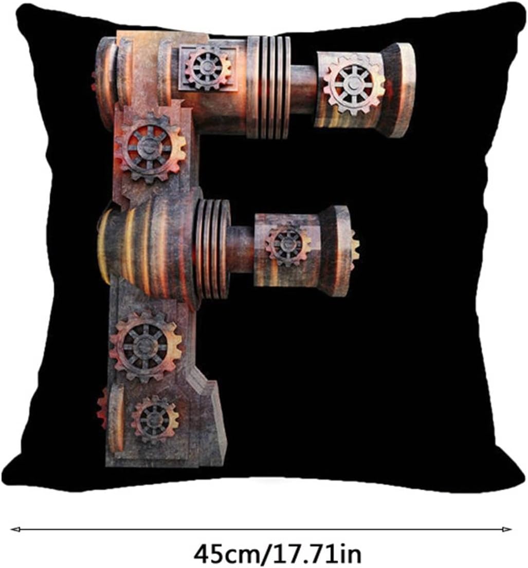 Fundas de almohada familiares con apellido inicial, de Navidad, 26 letras para el hogar, sofá, funda de almohada de lino, 18 x 18 pulgadas