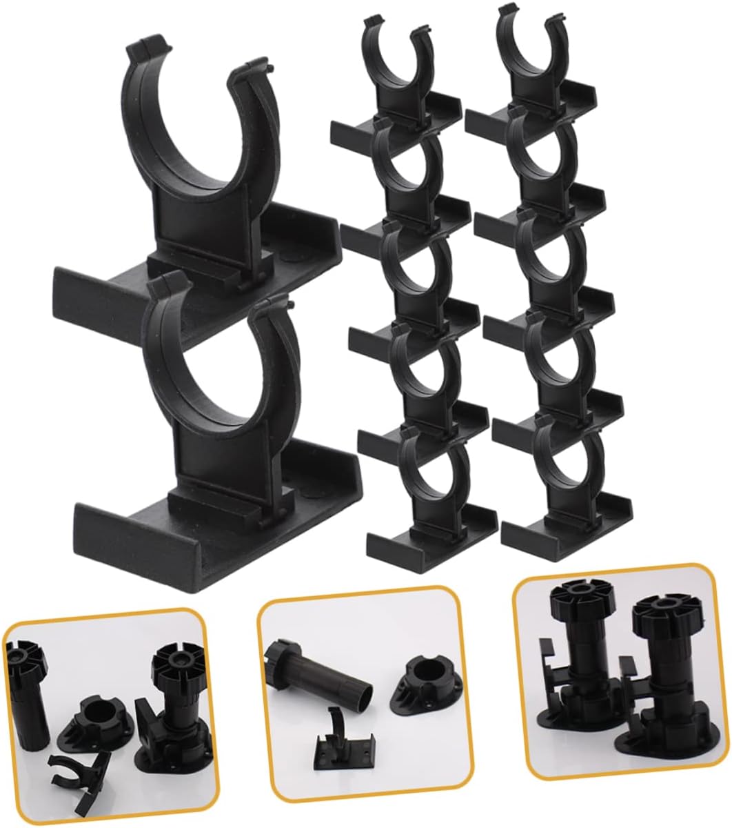 DOITOOL 24pcs ajuste hebilla de pie base ajustable negro gabinete negro muebles muebles accesorios zócalo Kick Zócalo Bordes Clip Pp Negro Armario