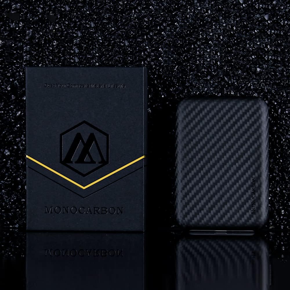 MONOCARBON MagSafe-Paquete de baterías, funda de fibra de carbono para iPhone 15 Pro Max, funda con cargador MagSafe portátil para iPhone 14, 13,