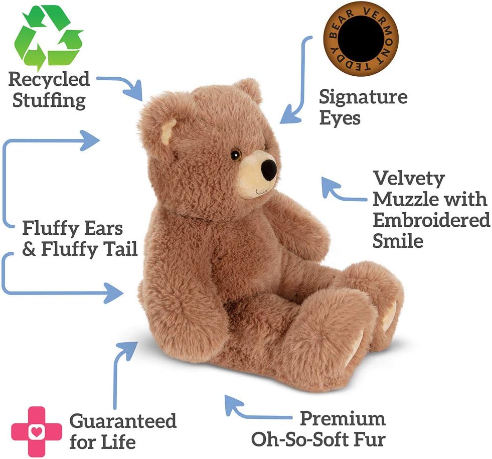 Vermont Teddy Bear – Peluche de oso marrón, supersuave, 18pulgadas