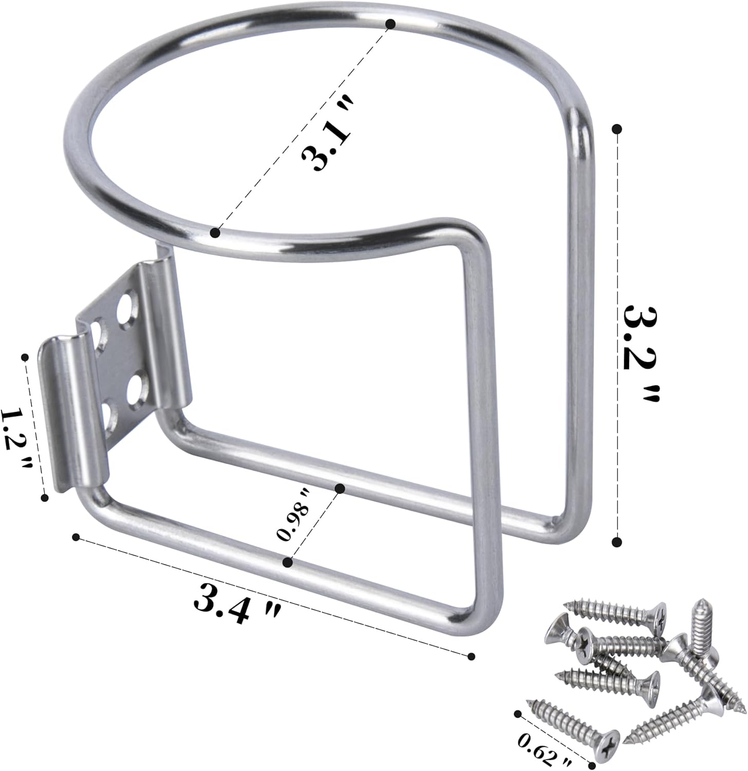 R RUR 4 soportes para vasos de acero inoxidable, para montar en la pared, para barco, portavasos universales para marina, yate, camión, caravana,