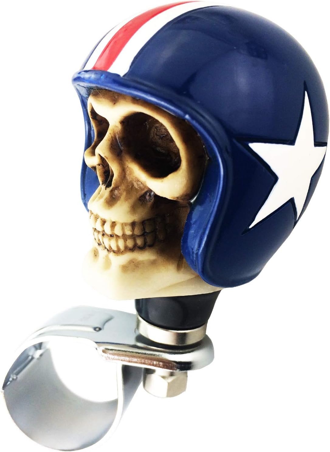 Arenbel Perilla de refuerzo giratoria para automóvil estilo calavera caballero para volante, mango de agarre para control de giro, se adapta a la