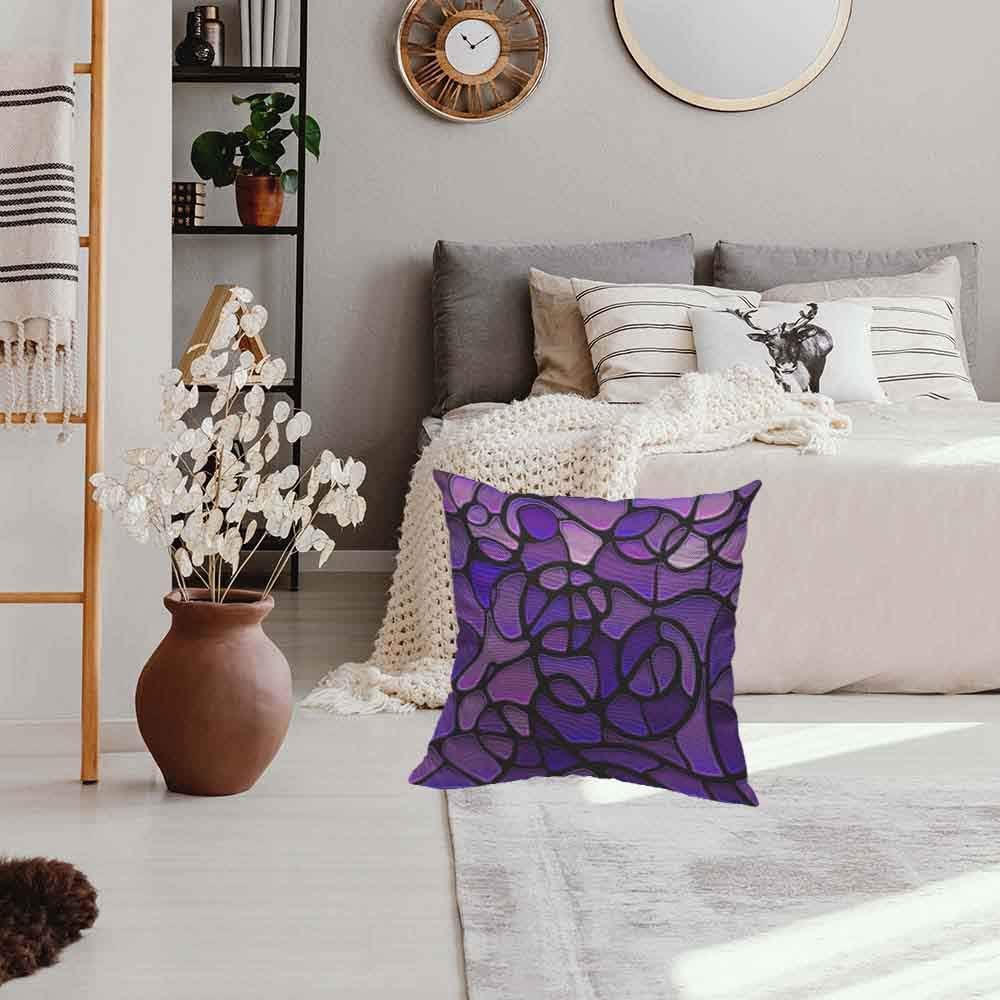 HOSNYE Funda de almohada de lino y algodón con mosaico de vidrio, color morado, abstracto, manchado, fundas de cojín decorativas para el hogar,