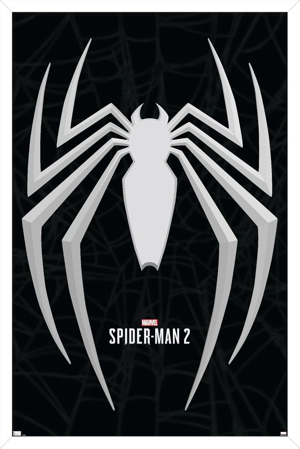 Trends International Marvel’s Spider-Man 2 – Póster de pared con icono de Peter Parker, 22.37 x 34.00 pulgadas, versión enmarcada en blanco