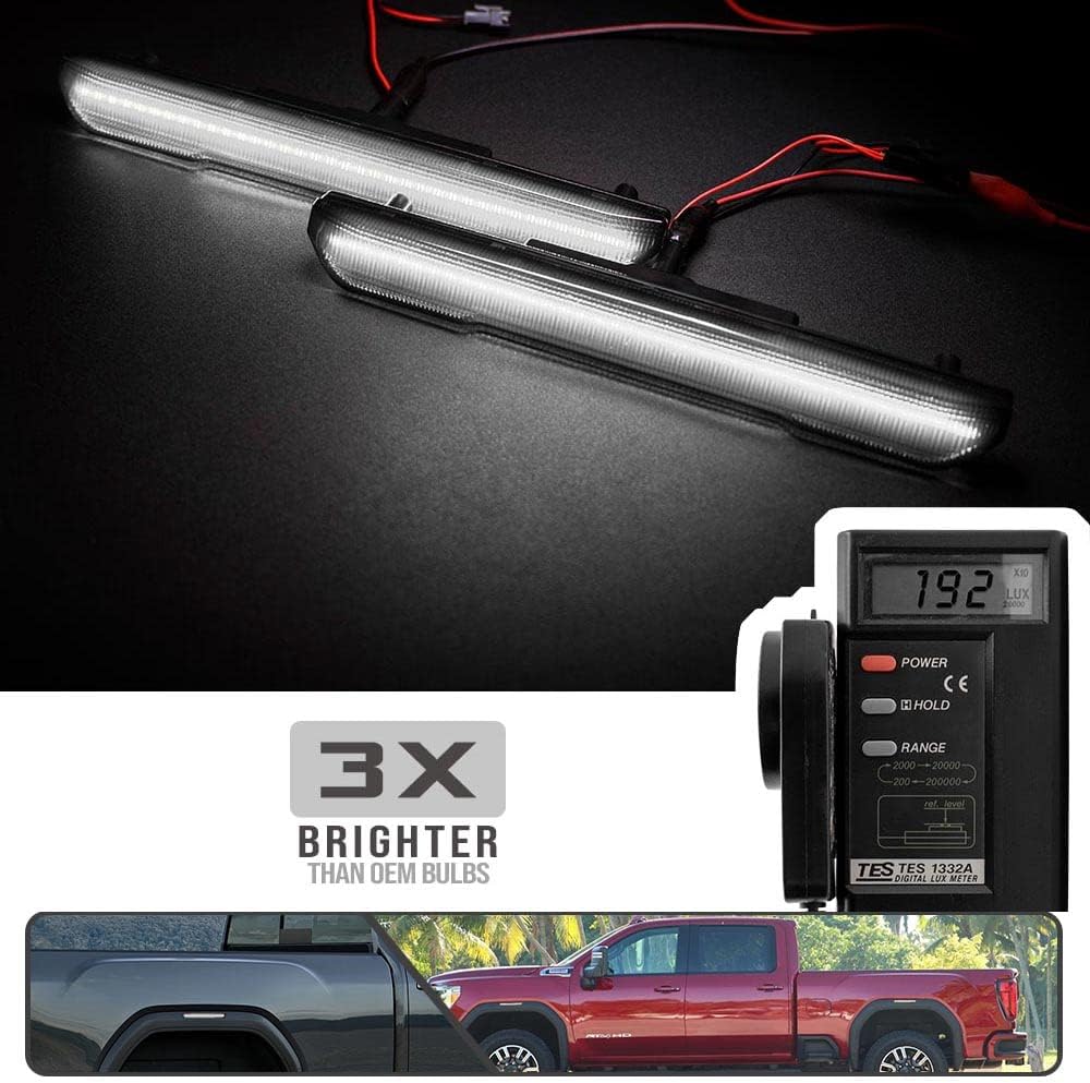 4 luces LED de color blanco completo para GMC Sierra 2500HD 3500HD 3500HD 2020 2021 2022 Luz indicadora de giro de guardabarros, reemplazo de la