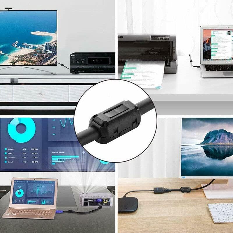 TOJOIN – 10 anillos de ferrita con clip en núcleo de ferrita RFI EMI supresor de ruido, anillos de ferrita para teléfono, TV, altavoz, radio USB,