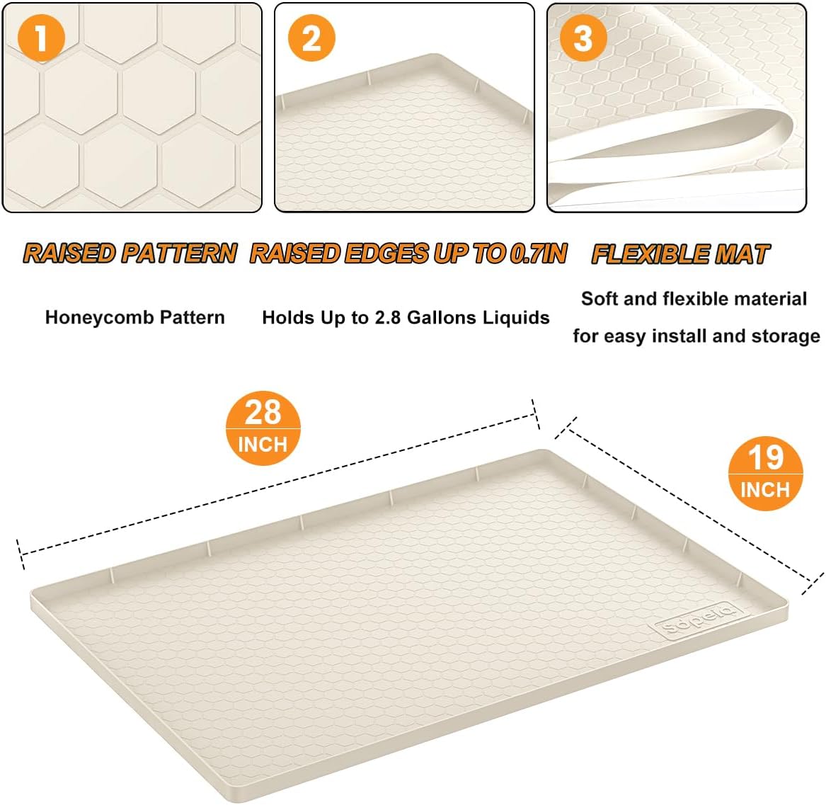 Organizador de cocina y almacenamiento, tapete para debajo del fregadero, organizador para debajo del fregadero, forro de estante de baño, 28 x 19