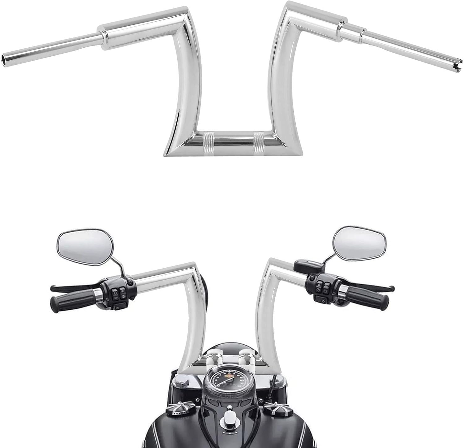 TCT-MOTORPARTS Manillar de suspensión Ape de 12 pulgadas de elevación de 2 pulgadas apto para Harley Road King Sportster XL883 1200