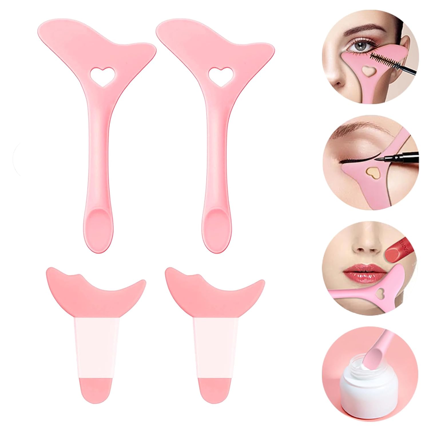 Plantillas delineadoras de ojos, 4 unidades, reutilizables, de silicona, ayuda para delineador de ojos, punta de ojo, multifuncional, kit de