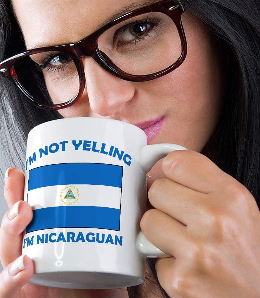 Taza de té de café con texto en inglés “I’M Not Yelling I Am Nicaraguan Nicaraguans Nicaraguans – Taza de té para Navidad, regalo de Hanukkah para