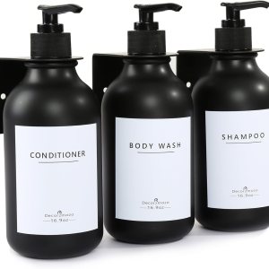 Dispensador de champú y acondicionador, dispensador de champú recargable y vacío para pared de ducha, 3 cámaras, dispensador de jabón sin taladro, Dispensador de champú y acondicionador, dispensador de champú recargable y vacío para pared de ducha, 3 cámaras, dispensador de jabón sin taladro,