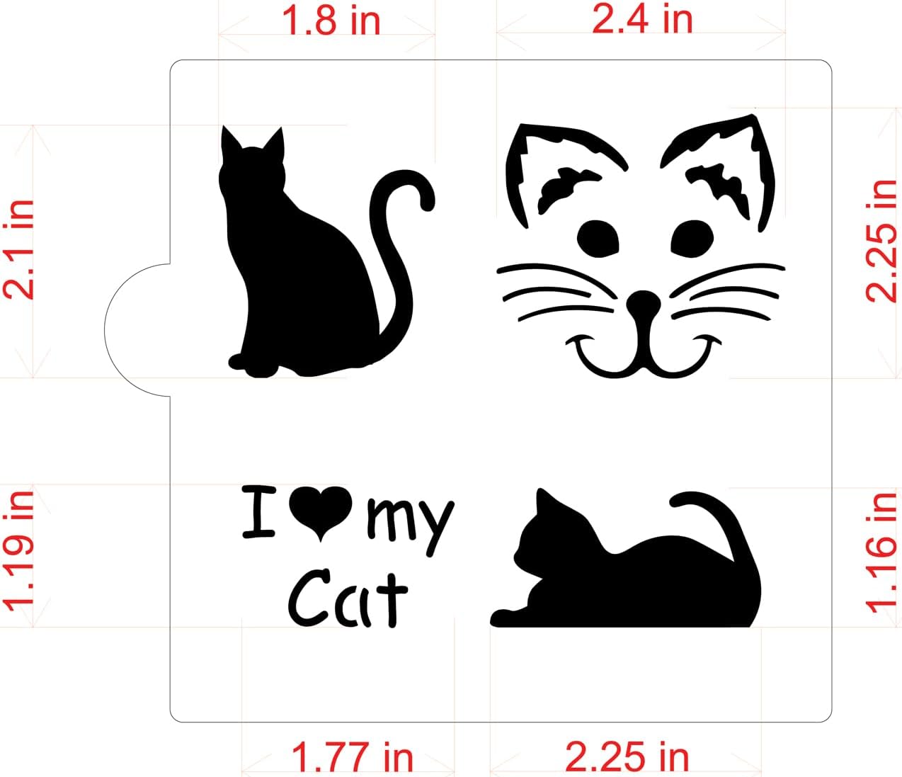 Plantilla de galletas y manualidades I Love My Cat de Designer Stencils