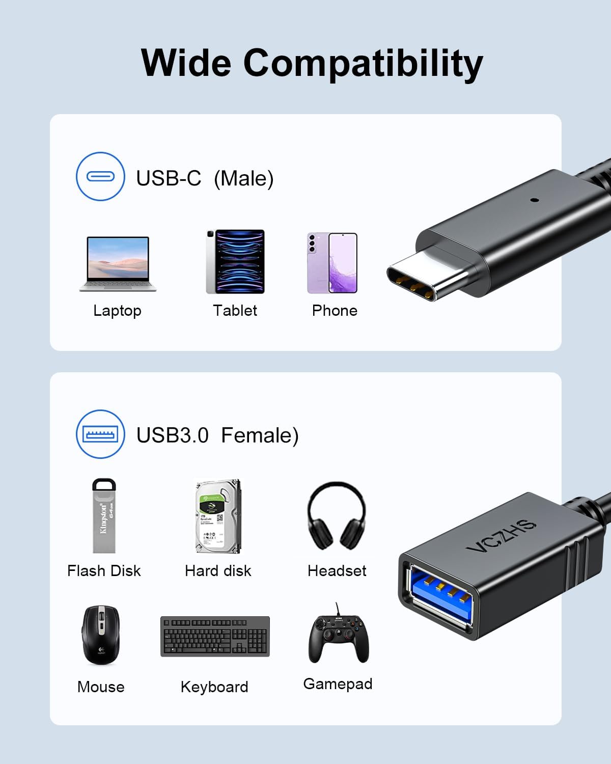 Adaptador USB C a USB, USB C macho a USB 3.0 hembra, adaptador OTG cable Thunderbolt3 a USB compatible con MacBook ProAir 2022 2020, iPad Pro 2022,