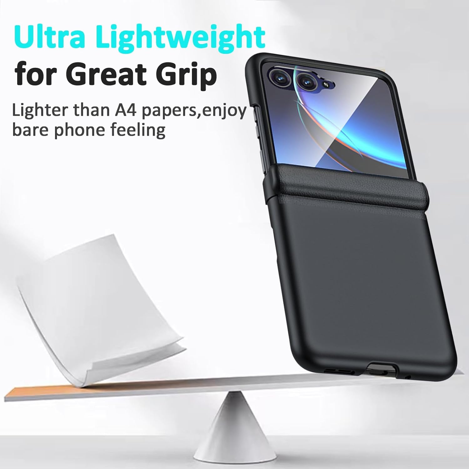 NINKI Funda con tapa compatible con Motorola Razr Plus 2023 con protector de pantalla, transparente para Motorola Razr 40 Ultra, funda protectora a
