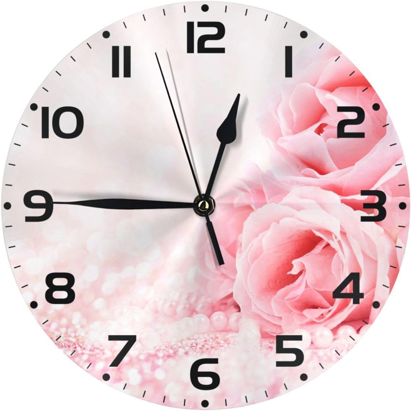 SUPLUCHOM Reloj de pared rosa con purpurina de 10 pulgadas, silencioso, sin tictac, decoración a pilas para cocina, sala de estar, dormitorio,
