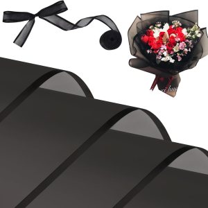 Kosotody 20 hojas de papel de regalo de flores esmeriladas, línea negra, impermeable, ramo de floristería con cinta para ramos de manualidades, ramo Kosotody 20 hojas de papel de regalo de flores esmeriladas, línea negra, impermeable, ramo de floristería con cinta para ramos de manualidades, ramo