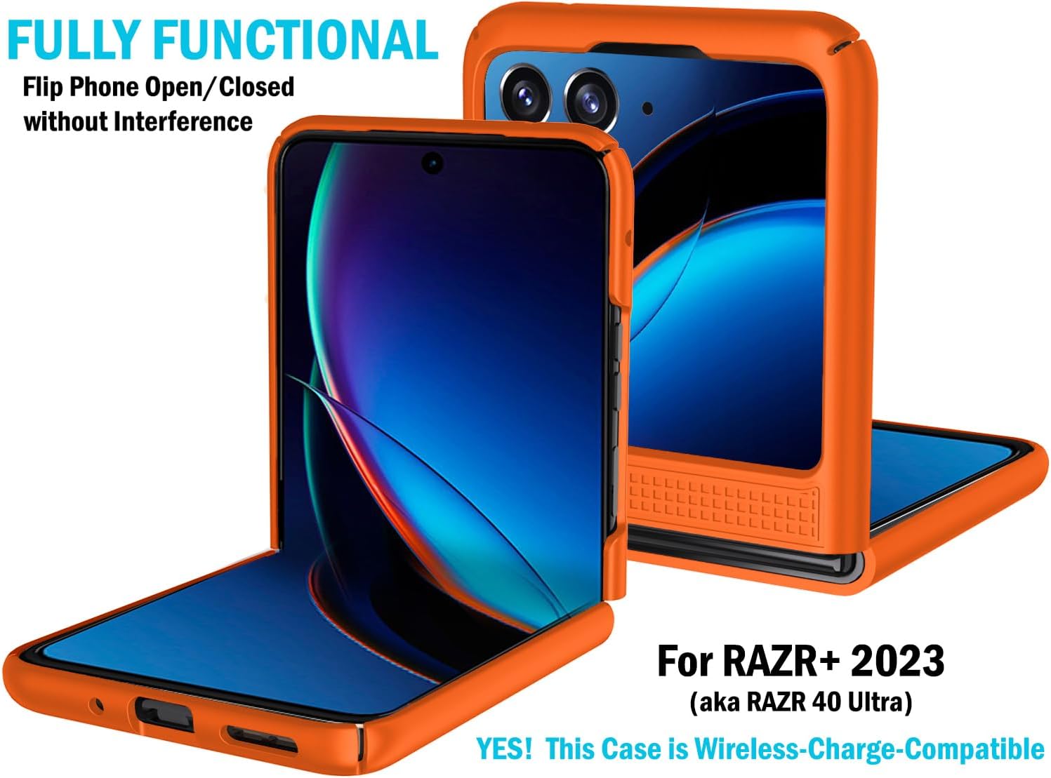 Nakedcellphone – Funda con clip para Motorola RAZR+ 2023, textura de cuadrícula cubierta rígida delgada y rotacióntrinquete Combo de funda de cadera