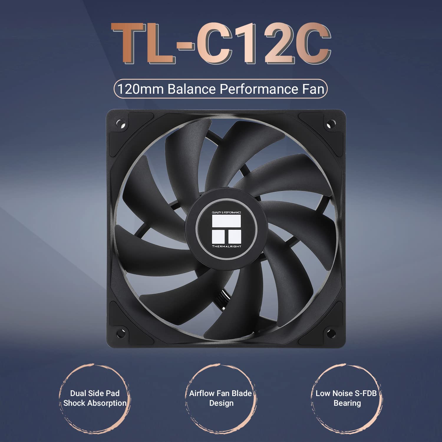 Thermalright Ventilador de CPU TL-C12C de 4.724in, ventilador de computadora silencioso PWM de 4 pines con rodamiento S-FDB incluido, ventilador de
