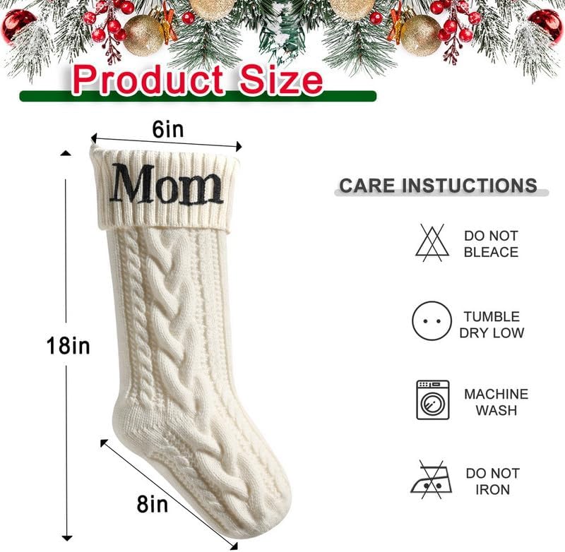 Takezuaa Medias de Navidad personalizadas con nombre personalizado de 18 pulgadas, medias de Navidad grandes de punto para chimenea, calcetines de