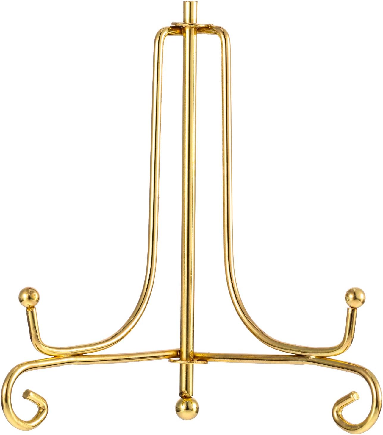 Tatuo Paquete de 4 soportes de placa para exhibición, soporte de placa dorada de 4 pulgadas, soporte de fotos de caballete de hierro para decoración