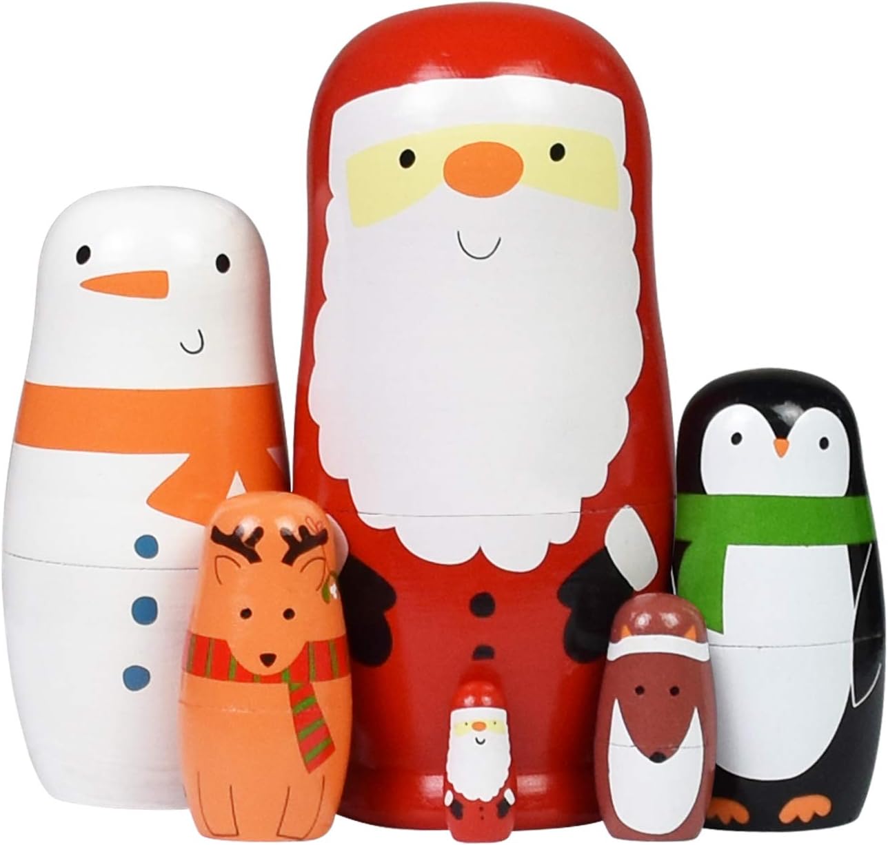 HYCLES Muñecos de anidación ruso Matryoshka de madera apilables para niños, juguetes hechos a mano para niños, decoración de cumpleaños de Navidad,