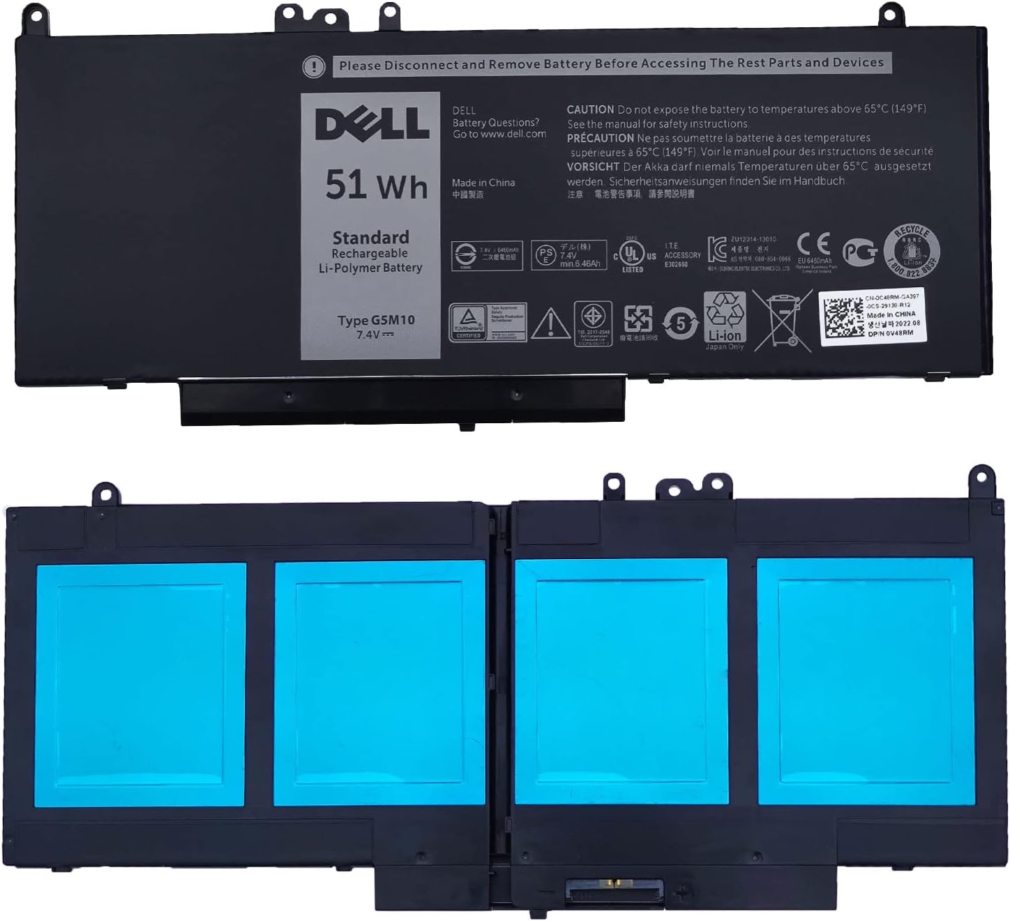 DELL G5M10 – Batería para portátil Dell Latitude 14 E5450 5450 Dell Latitude 15 E5550 5550 Series Notebook 15.6 pulgadas G5M10 0WYJC2 8V5GX R9XM9