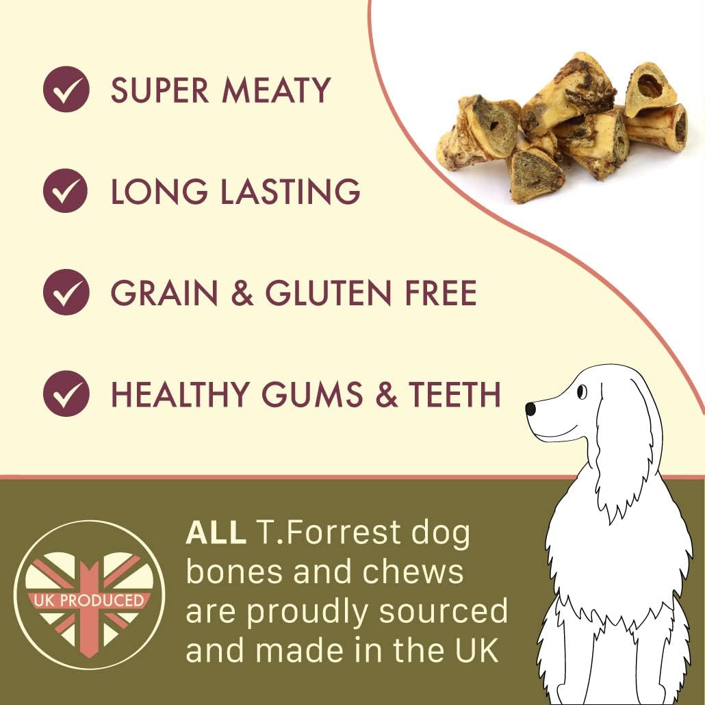 T. Forrest Huesos de perro de médula de aleta de ternera de 3 pulgadas (paquete de 13) alimentado con pasto natural, fabricado en el Reino Unido