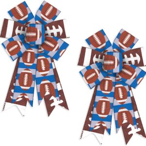 2 lazos para corona de fútbol americano, lazos de fútbol para corona, tiras azules y grises, lazos de arpillera de fútbol americano, lazos de tela 2 lazos para corona de fútbol americano, lazos de fútbol para corona, tiras azules y grises, lazos de arpillera de fútbol americano, lazos de tela