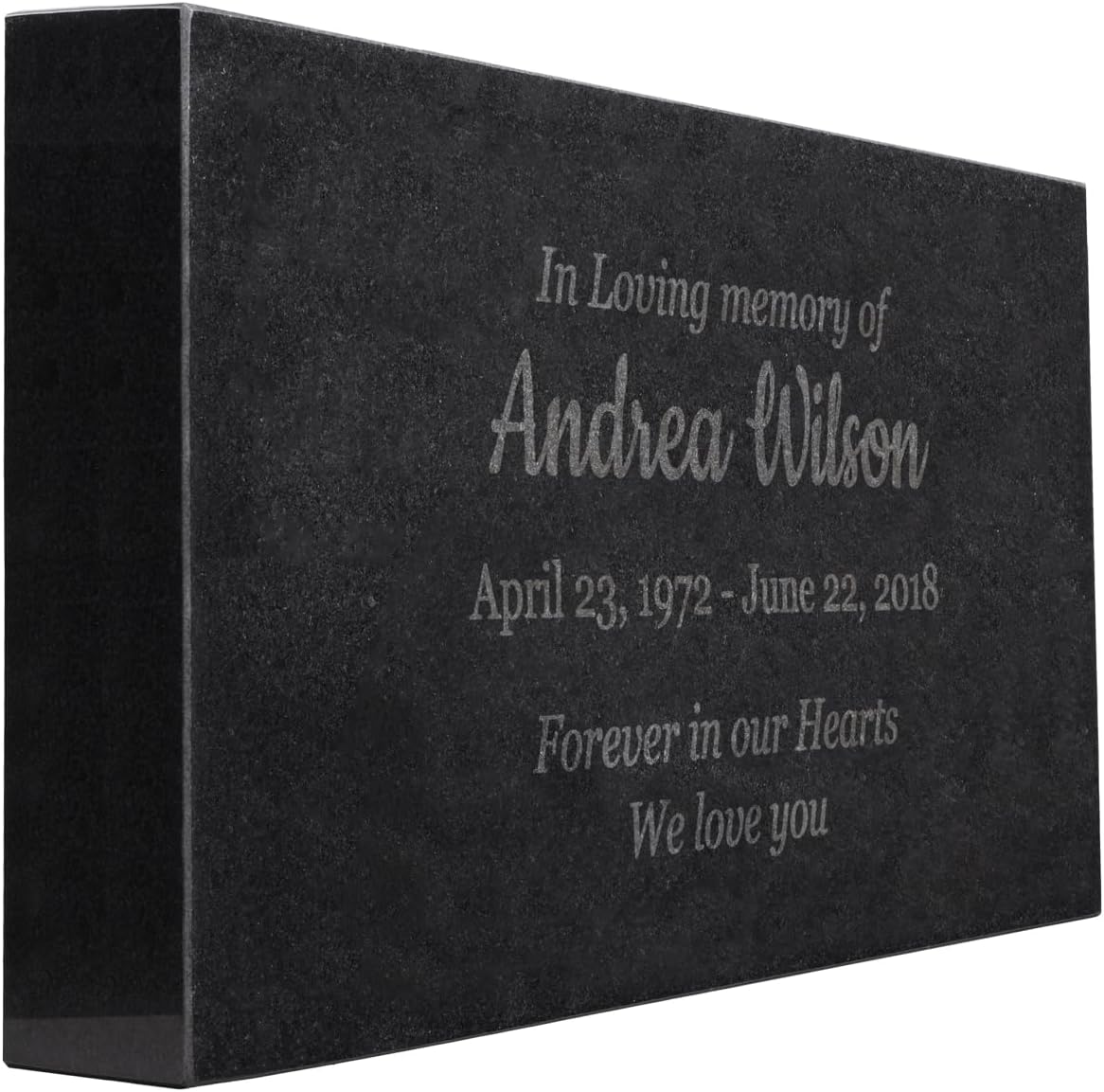 Diseño fácil – In Loving Memory – Granito negro conmemorativo o regalo de condolencias. Añade tu texto personalizado y fechas. Se ofrece en una