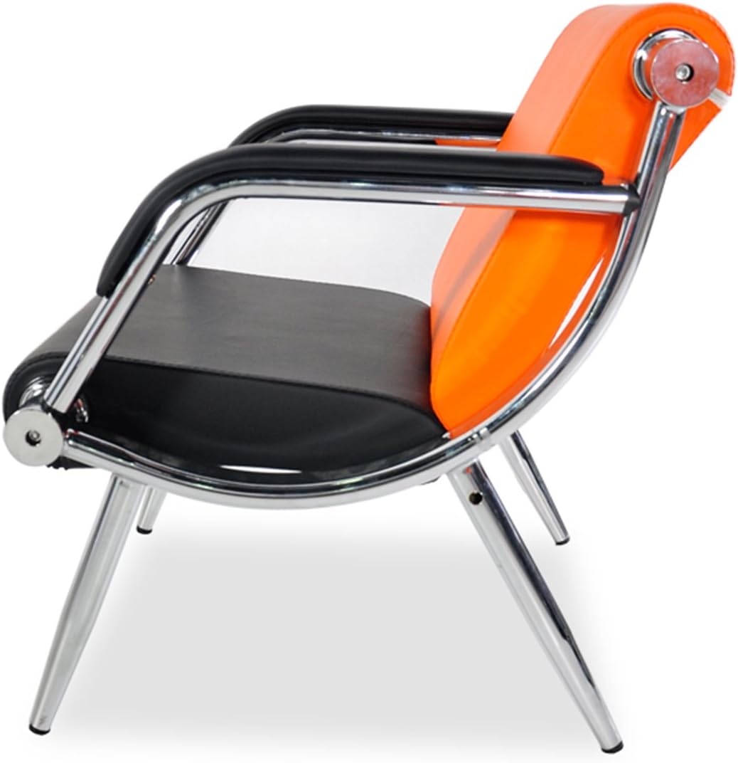 Silla de sala de espera con reposabrazos, 1 asiento, color naranja y negro, muebles de oficina de piel sintética, asientos de invitados, vestíbulo