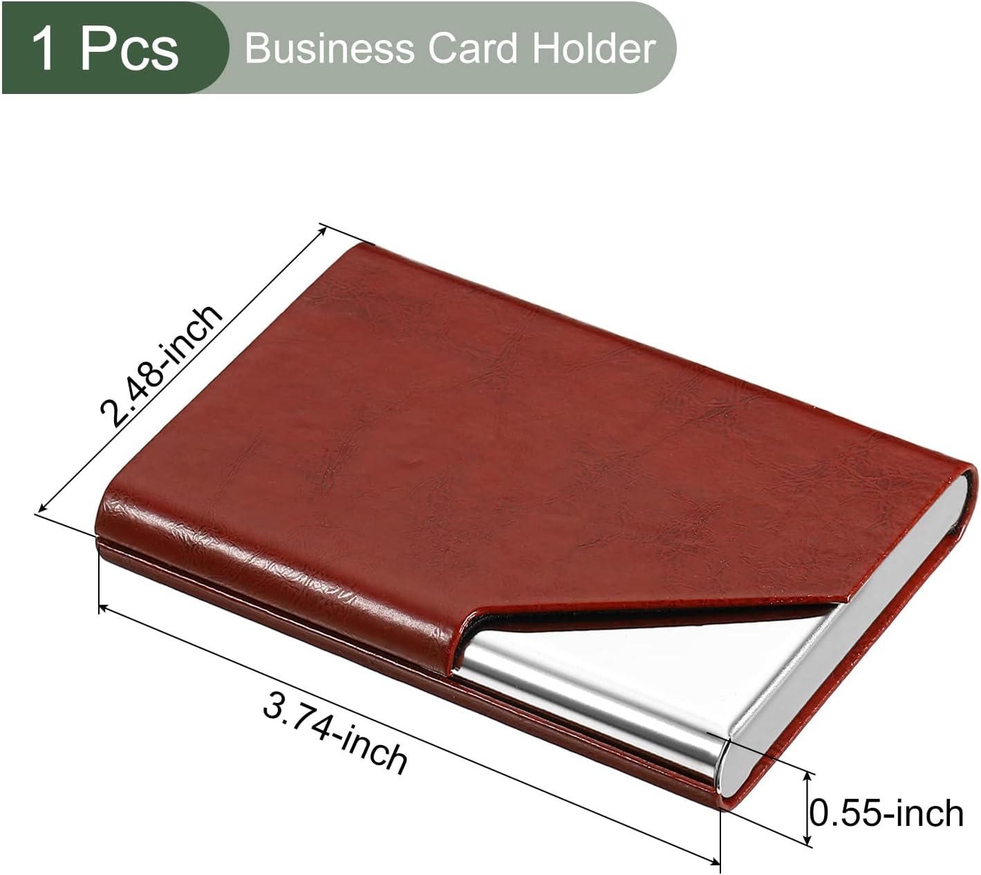 YOKIVE Tarjetero de piel sintética, funda protectora de tarjeta de crédito con nombre, ideal para hombres o mujeres (marrón oscuro, 3.7 x 2.5