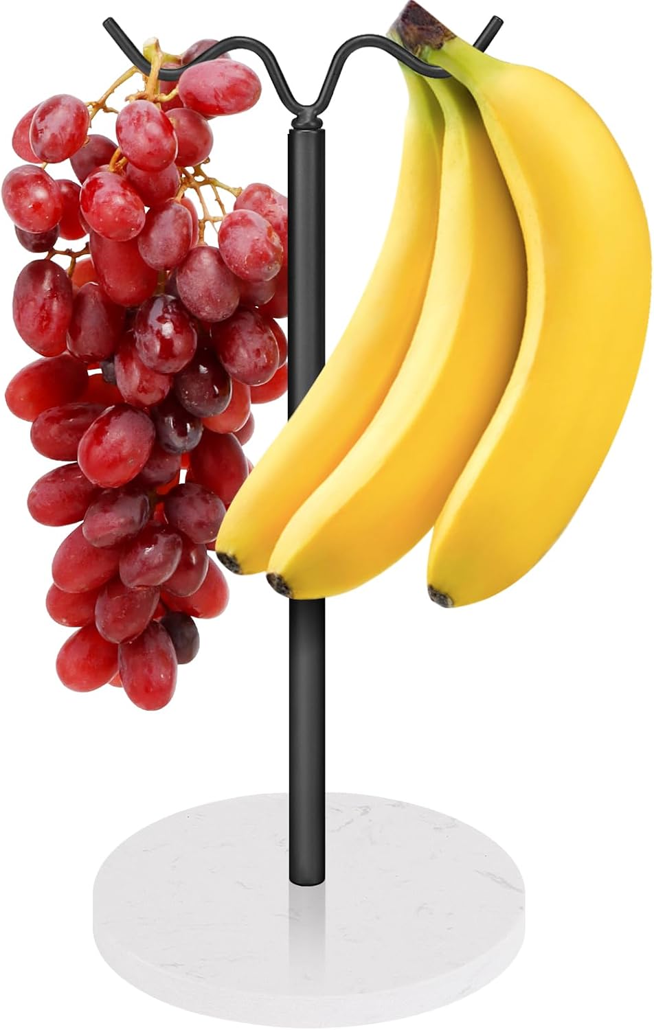 Soporte de plátano de pie con base de mármol, gancho de plátano para encimera de cocina, estantes de frutas resistentes y equilibrados con