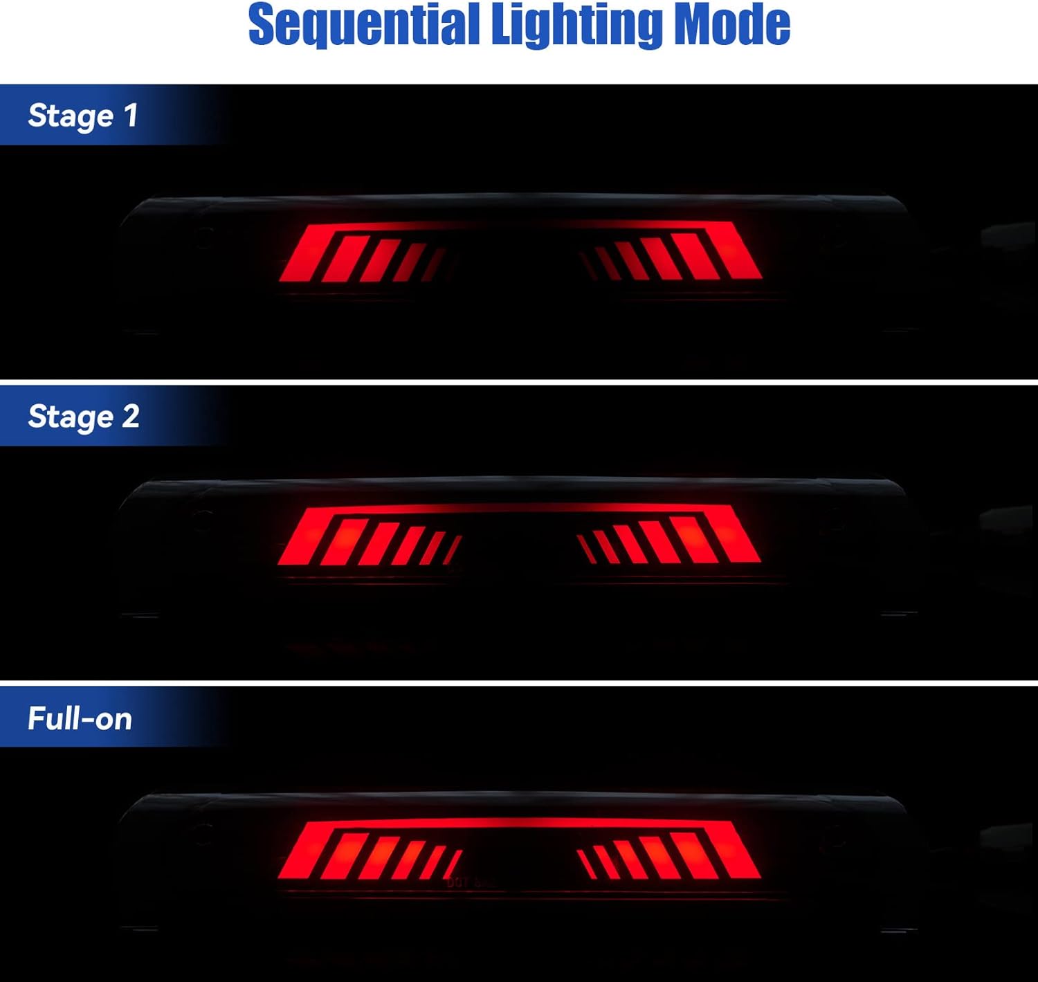 CMVT Auto Tercera tercera luz de freno para Dodge Ram 1500 2003-2009 Dodge Ram 2500 3500 TIME TUNNEL secuencial LED de montaje alto 2003 2004 2005