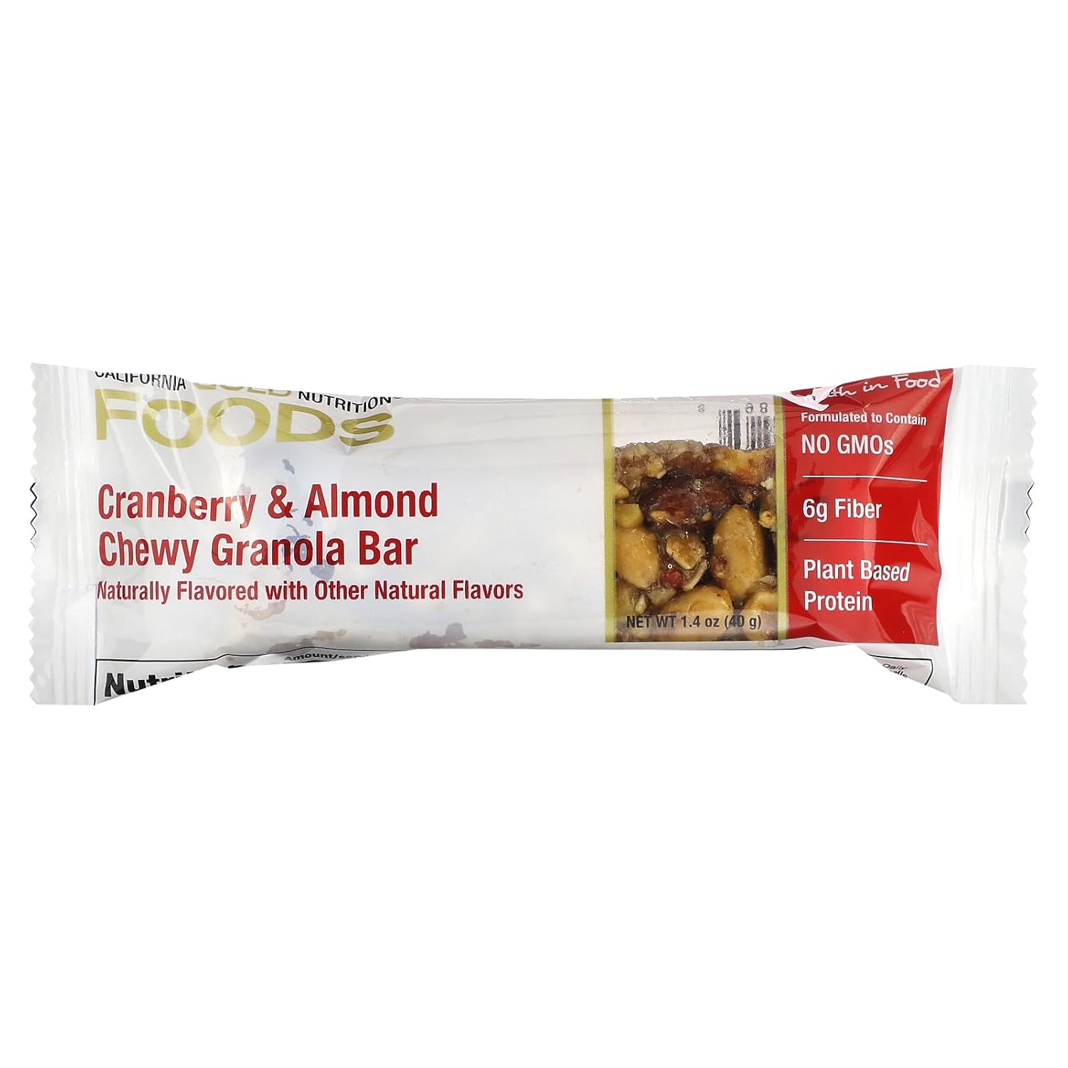 California Gold Nutrition Foods, Barras de granola masticables de arándanos y almendras, 12 barras, 1.4 oz (40 g) cada una