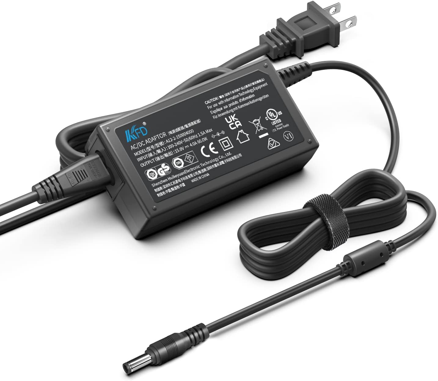 KFD Fuente de alimentación de 15 V 4 A, cargador adaptador de corriente alterna compatible con Neewer Photography Photo Studio Ring Light Reemplazo
