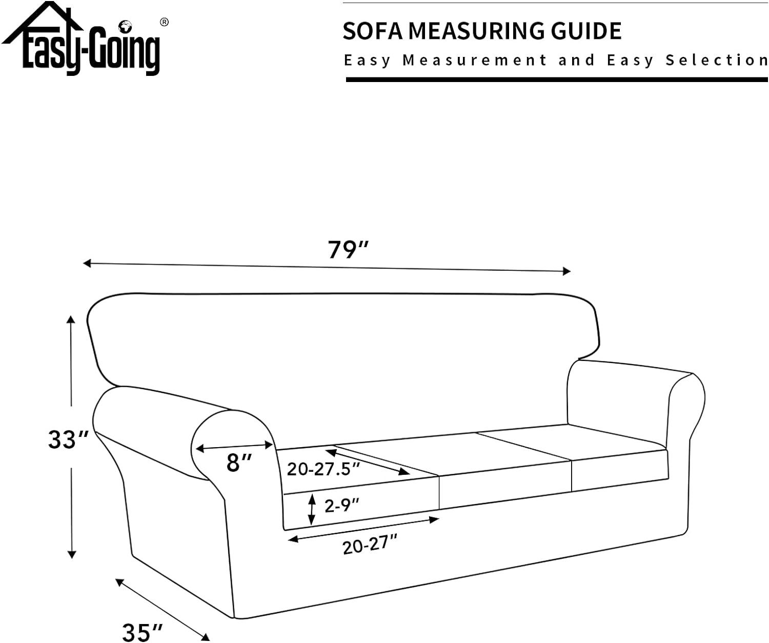 Easy-Going Funda de sofá suave 100% impermeable doble elástica para perros, funda de sofá para sofá de 3 cojines separados, protector de muebles a