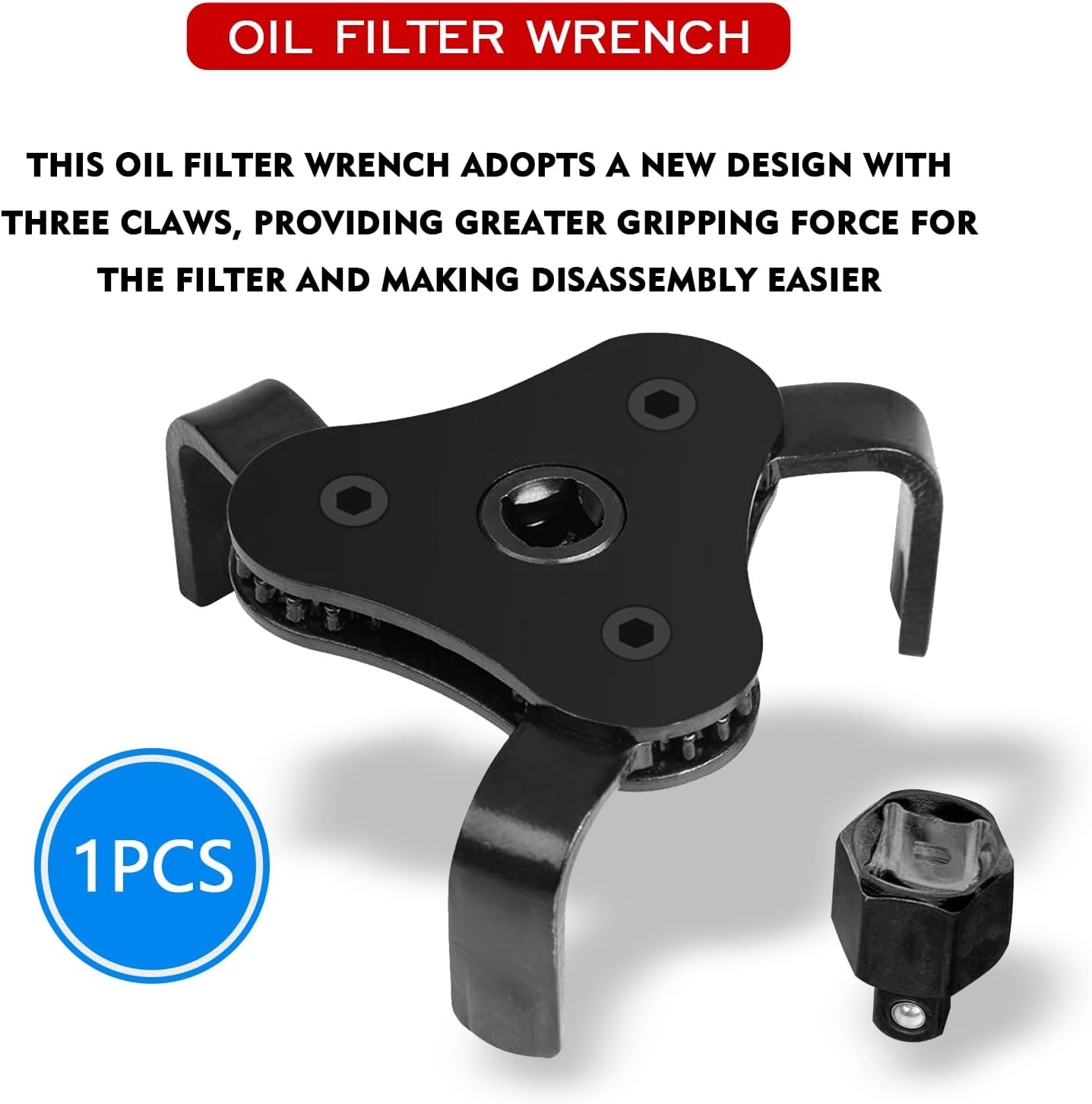 Llave de filtro de aceite, ajustable de 3 mandíbulas para filtro de aceite, juego de herramientas para filtro de aceite de 2 a 4.2 pulgadas de