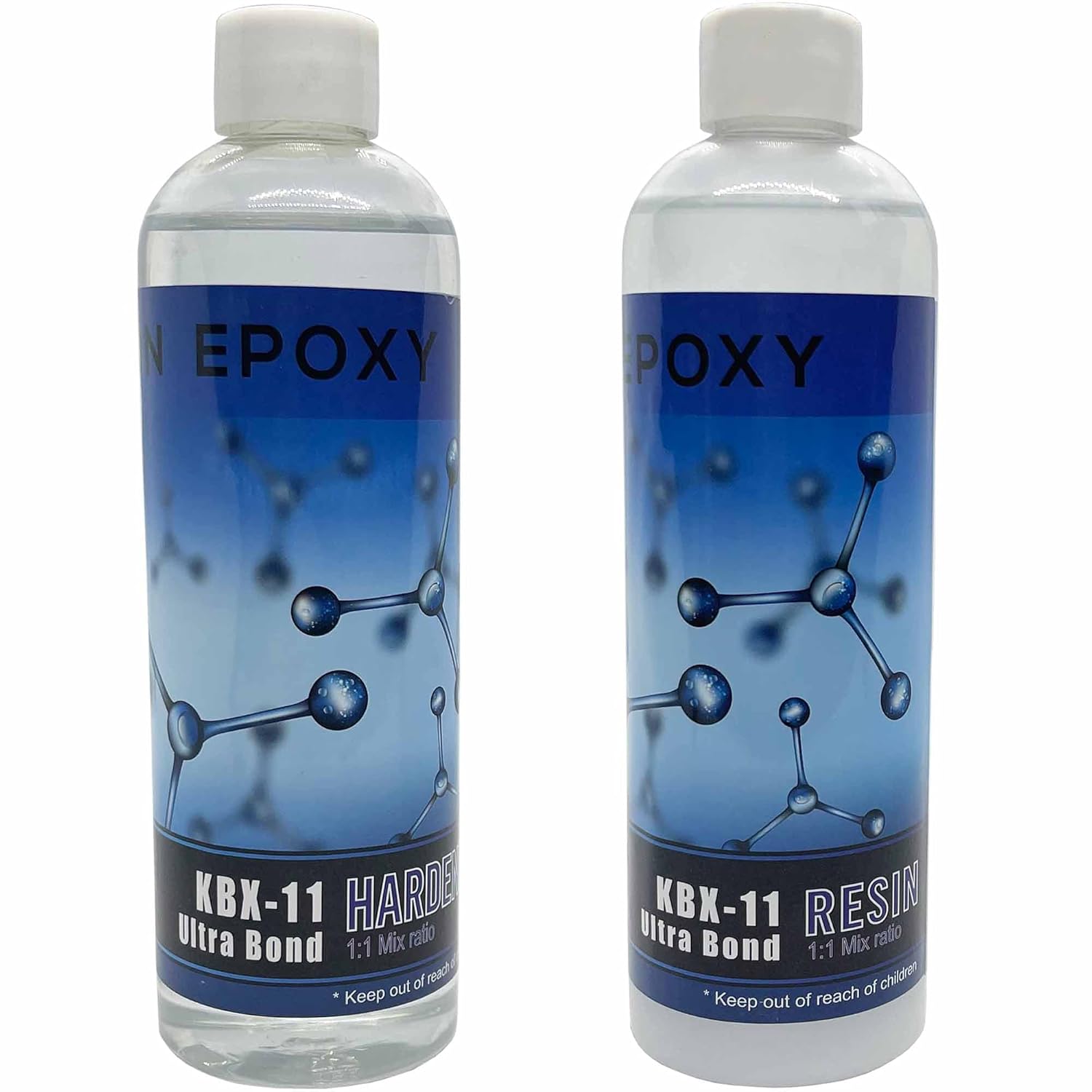 KBX-11 Ultra Bond – Kit de resina epoxi – 2 partes de epoxi transparente – Alta resistencia, alto brillo sin compuestos orgánicos volátiles y BPA –