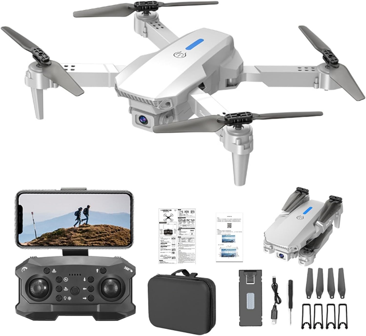 Dron con cámara para adultos 1080p HD Fpv Drone de control remoto Juguetes Mini RC Drone para niños 8-12 Altitude Hold Modo sin cabeza, ajuste de