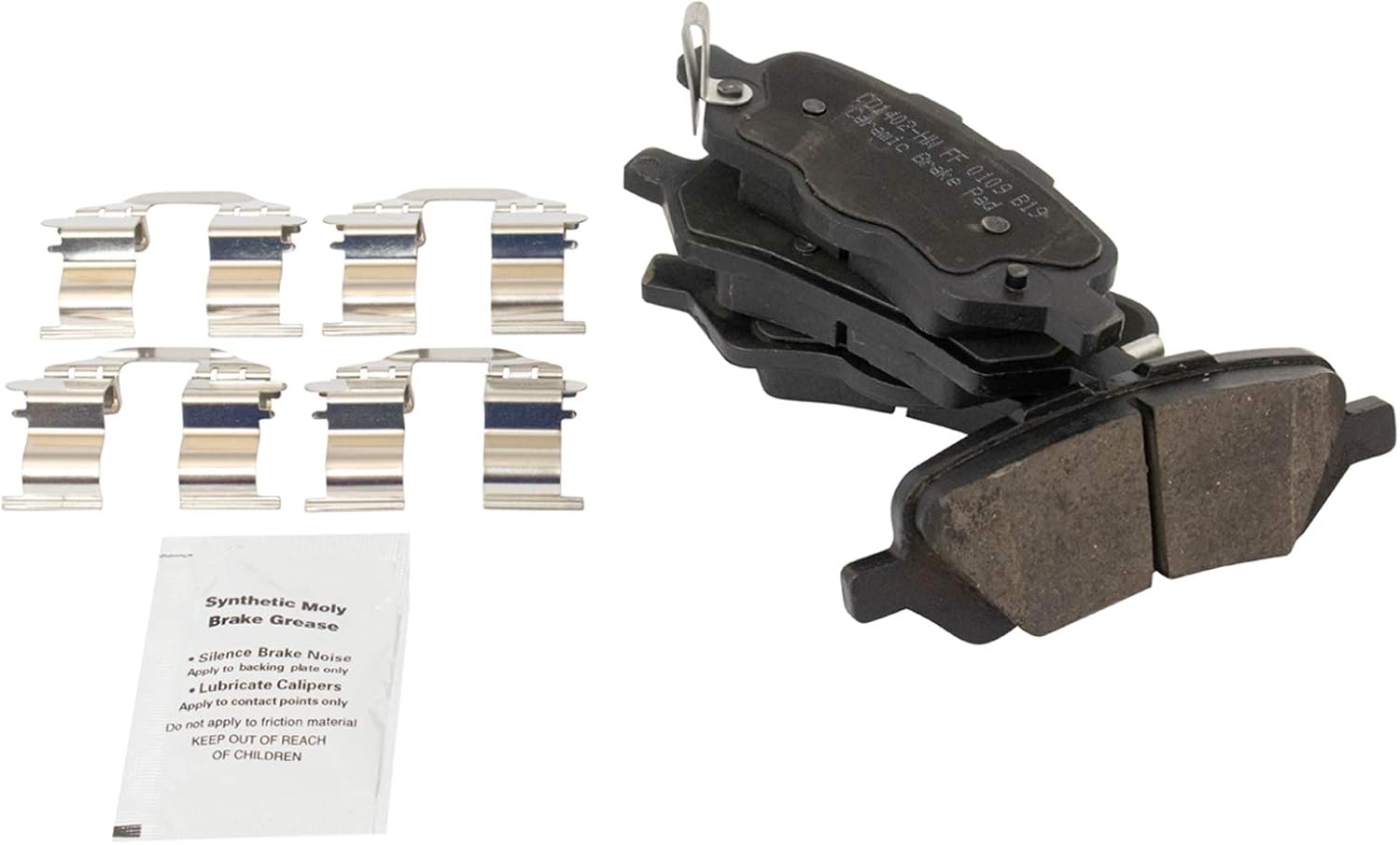 TRQ Pastilla de freno de cerámica delantera y trasera y kit de rotor delantero y trasero con líquidos compatibles con Toyota