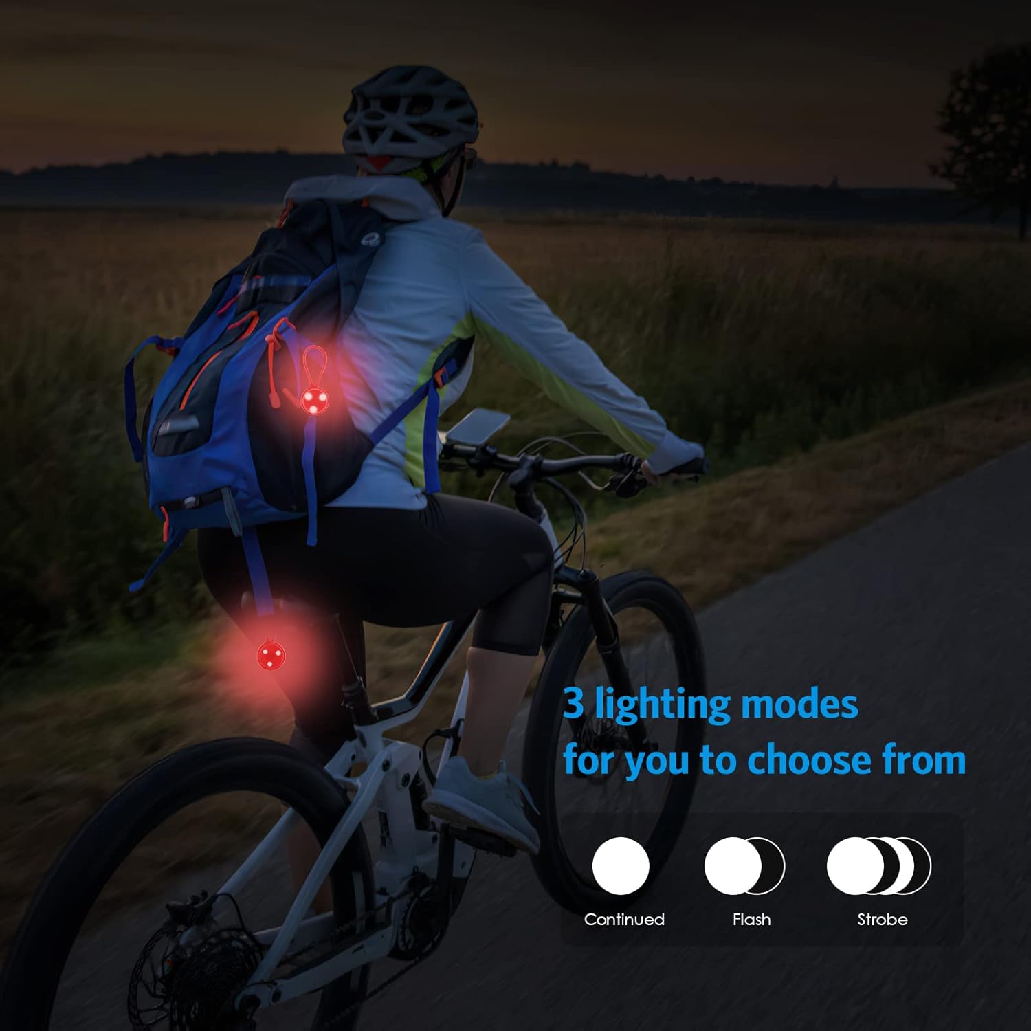 AMIR Luz trasera LED de noche esencial para bicicleta, luces de advertencia de seguridad nocturna creativas de silicona para ciclismo, lámpara de