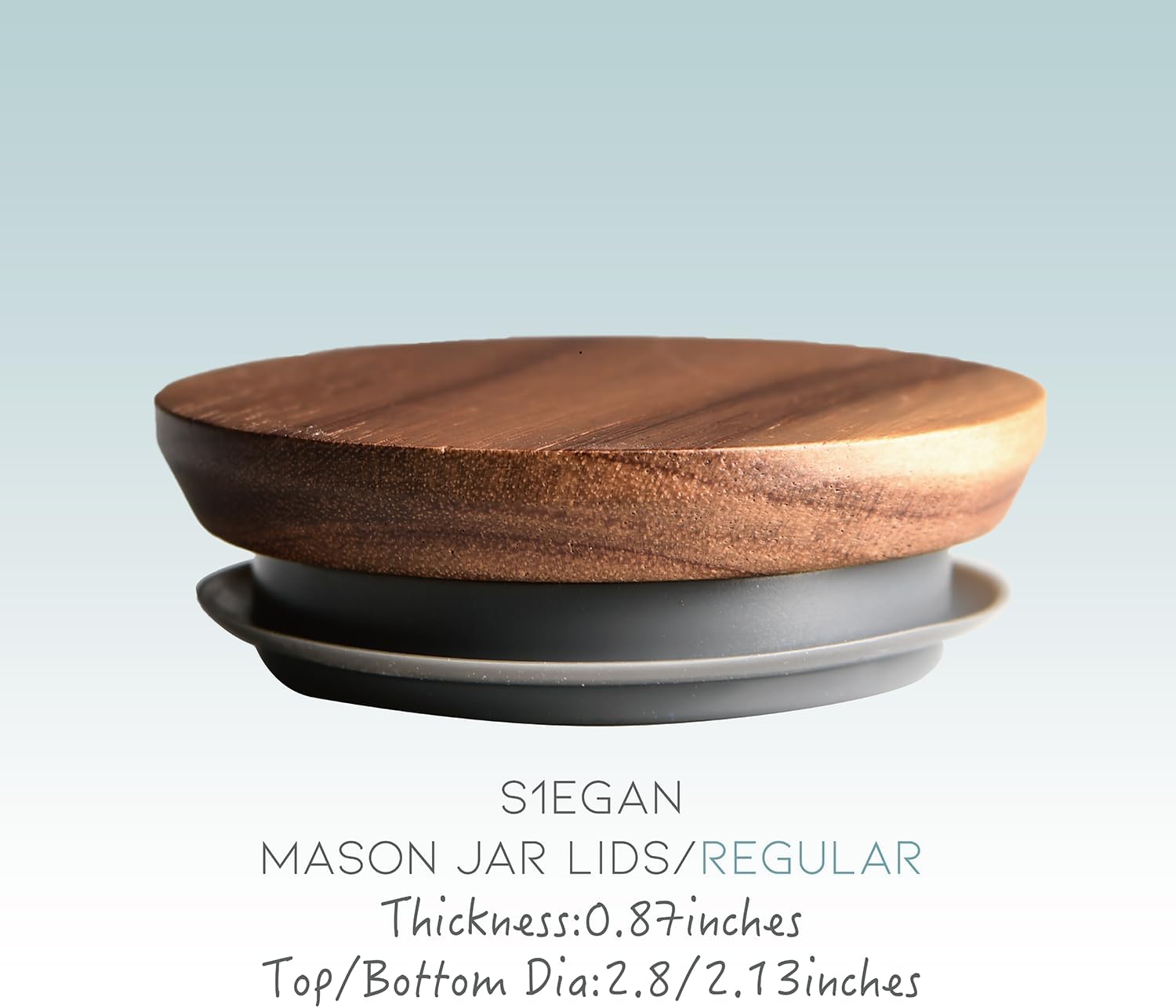 Tapa de madera para tarros Mason de boca regular, juego de 12, tapas de madera de acacia con sello de silicona hermético, diseñado por S1EGAN