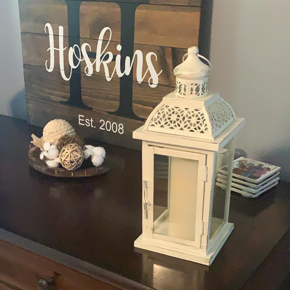 DECORKEY Farol decorativo para interiores y exteriores, faroles grandes de 14.4 pulgadas con vidrio, portavelas de metal colgantes vintage para mesa - Imagen 4