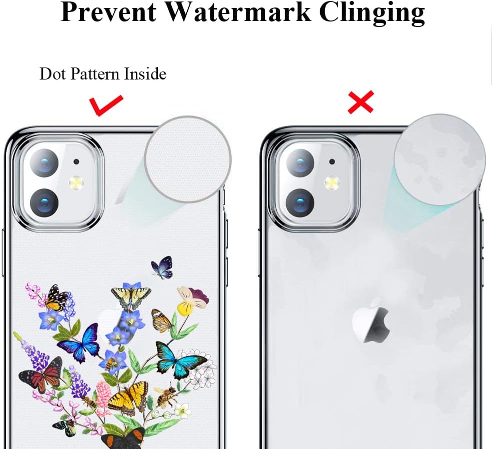 Unov Funda compatible con iPhone 11 transparente con diseño delgado, protector suave de poliuretano termoplástico (TPU) en relieve, patrón floral de